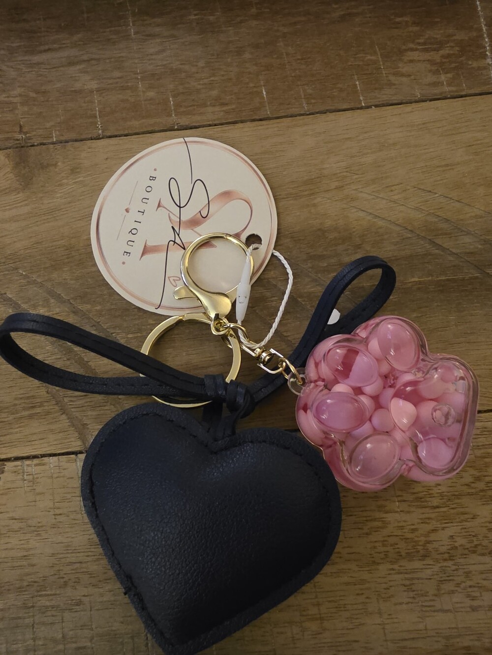 Pink Bubble PAW & Navy Heaet Bag Charm Keychain